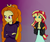 Size: 1213x1019 | Tagged: safe, artist:mit-boy, adagio dazzle, sunset shimmer, equestria girls, g4, clothes, crossed arms, crying, duo, hands together, hoodie, leather jacket, long hair