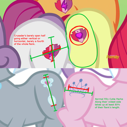 Size: 1000x1000 | Tagged: safe, apple bloom, scootaloo, sweetie belle, crusaders of the lost mark, g4, analysis, cutie mark, cutie mark crusaders, overanalyzing, the cmc's cutie marks