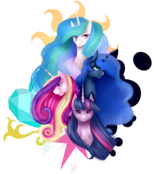 Size: 1600x1800 | Tagged: safe, artist:lou1911, princess cadance, princess celestia, princess luna, twilight sparkle, alicorn, pony, g4, alicorn tetrarchy, cutie mark, female, mare, simple background, transparent background, twilight sparkle (alicorn)