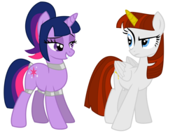 Size: 877x666 | Tagged: safe, twilight sparkle, oc, oc:roxy, alicorn, pony, g4, alicorn oc, alternate hairstyle, female, mane swap, mare, palette swap, twilight sparkle (alicorn)