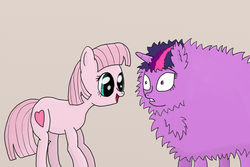 Size: 1024x683 | Tagged: safe, twilight sparkle, oc, oc:fluffle puff, g4, hair swap, species swap