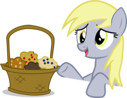 Size: 3674x2836 | Tagged: safe, artist:shutterflyeqd, derpy hooves, pegasus, pony, g4, slice of life (episode), basket, female, high res, mare, muffin, simple background, solo, transparent background, vector