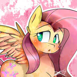 Size: 1024x1024 | Tagged: dead source, safe, artist:art-fany, fluttershy, g4, :o, female, solo, spread wings