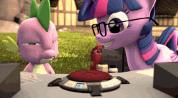 Size: 934x514 | Tagged: safe, artist:argodaemon, sci-twi, spike, twilight sparkle, alicorn, pony, ponies the anthology v, g4, 3d, animated, big red button, borderlands the pre-sequel, female, glasses, mare, missile, press the button, red button, rocket, science, source filmmaker, spikeabuse, that pony sure does love science, the science button, twilight sparkle (alicorn), youtube link