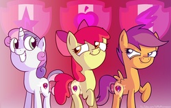 Size: 8000x5073 | Tagged: safe, artist:wawtoons, apple bloom, scootaloo, sweetie belle, crusaders of the lost mark, g4, absurd resolution, cutie mark, cutie mark crusaders, the cmc's cutie marks
