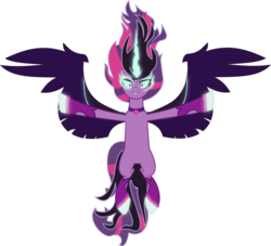 Size: 3306x3000 | Tagged: safe, artist:dashiemlpfim, artist:mit-boy, sci-twi, twilight sparkle, pony, equestria girls, g4, my little pony equestria girls: friendship games, equestria girls ponified, female, glowing eyes, high res, horn, looking at you, midnight sparkle, necklace, ponified, simple background, solo, transparent background, vector, wings