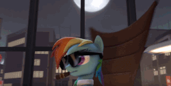 Size: 934x469 | Tagged: safe, artist:juiceboxalvin, rainbow dash, g4, 3d, animated, cigar, female, glasses, smoking, solo, source filmmaker, youtube link