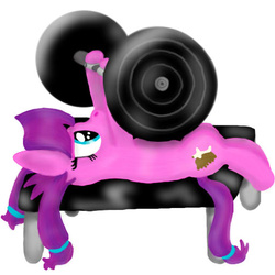 Size: 512x512 | Tagged: safe, artist:dragonpone, derpibooru exclusive, lily longsocks, bench press, female, filly, simple background, solo, weight lifting, weights