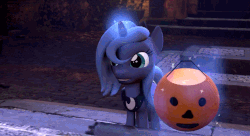 Size: 929x506 | Tagged: dead source, safe, artist:vulsegardt, princess luna, pony, g4, 3d, animated, candy, cute, female, filly, halloween, source filmmaker, woona, youtube link