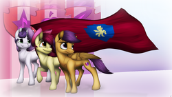 Size: 3840x2160 | Tagged: safe, artist:lupiarts, apple bloom, scootaloo, sweetie belle, crusaders of the lost mark, g4, cutie mark, cutie mark crusaders, high res, the cmc's cutie marks