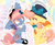 Size: 1024x842 | Tagged: safe, artist:csox, oc, oc only, oc:creampuff, oc:lavender dream, bat pony, pony, alice in wonderland, bow, bowtie, clothes, cute, dressup, hair bow, hat, shoes, stockings