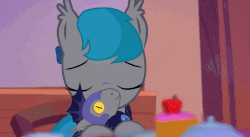 Size: 932x510 | Tagged: safe, artist:alstiff, oc, oc only, oc:gracy gloom, bat pony, pony, where are you?, animated, cute, diabetes, ocbetes, plushie, snuggling, solo, toy, weapons-grade cute, youtube link