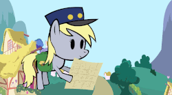Size: 932x517 | Tagged: safe, artist:yoshigreenwater, derpy hooves, pegasus, pony, g4, animated, female, map, mare, my paper pony, paper mario, solo, style emulation, super mario bros.