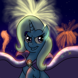 Size: 300x300 | Tagged: safe, artist:darkselia, trixie, pony, unicorn, g4, female, fireworks, grin, mare, solo