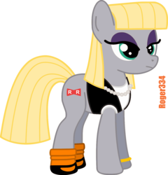Size: 1155x1204 | Tagged: safe, artist:roger334, maud pie, earth pony, pony, g4, android 18, clothes, costume, crossover, dragon ball, dragon ball z, female, inkscape, jewelry, mare, necklace, nightmare night, pearl necklace, red ribbon army, simple background, solo, transparent background, vector