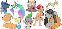 Size: 5850x2797 | Tagged: safe, artist:mindmendereoin, octavia melody, princess celestia, spike, g4, lord of the rings