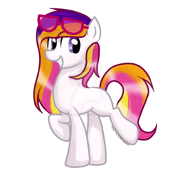 Size: 900x900 | Tagged: safe, artist:moreappletwiffle, sunny daze (g3), earth pony, pony, g3, g4, female, g3 to g4, generation leap, looking back, missing cutie mark, smiling, solo, watermark