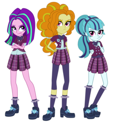 Size: 1800x1944 | Tagged: safe, artist:thecheeseburger, adagio dazzle, aria blaze, sonata dusk, equestria girls, g4, my little pony equestria girls: friendship games, accessory swap, bowtie, clothes, clothes swap, crossed arms, crystal prep academy, crystal prep academy uniform, crystal prep shadowbolts, group, hand on hip, pleated skirt, school uniform, simple background, skirt, the dazzlings, transparent background, trio, vector