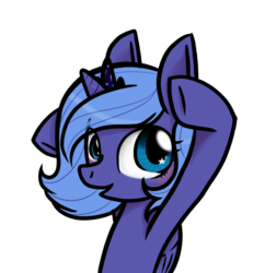 Size: 2199x2383 | Tagged: safe, artist:twitchygreyfox, princess luna, g4, blushing, cute, female, filly, high res, solo, woona