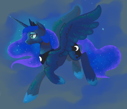 Size: 829x714 | Tagged: safe, artist:wynnchi, princess luna, alicorn, pony, g4, female, flying, mare, solo