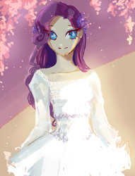 Size: 1789x2345 | Tagged: safe, artist:my-magic-dream, rarity, human, female, flower, flower in hair, humanized, looking at you, solo
