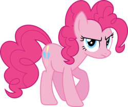 Size: 3574x2987 | Tagged: safe, artist:porygon2z, pinkie pie, g4, the cutie map, female, frown, high res, in our town, inkscape, looking at you, pinkie pie is not amused, raised hoof, simple background, solo, transparent background, unamused, vector, when she doesn't smile
