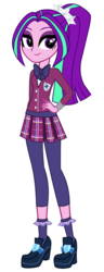 Size: 553x1444 | Tagged: safe, artist:breezyblueyt, artist:xebck, aria blaze, equestria girls, g4, my little pony equestria girls: friendship games, accessory swap, bowtie, clothes, clothes swap, crystal prep academy, crystal prep academy uniform, crystal prep shadowbolts, female, looking at you, pleated skirt, school uniform, simple background, skirt, smiling, solo, transparent background, vector, when she smiles