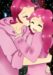 Size: 348x493 | Tagged: safe, artist:minory-san, pinkie pie, human, g4, bubble berry, female, humanized, male, rule 63, self ponidox, selfcest, ship:bubblepie, shipping, straight