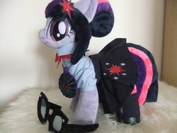 Size: 4000x3000 | Tagged: safe, artist:masha05, sci-twi, twilight sparkle, pony, equestria girls, g4, my little pony equestria girls: friendship games, equestria girls ponified, glasses, high res, irl, looking at you, magic capture device, photo, plushie, ponified, solo, unicorn sci-twi