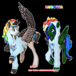 Size: 1000x1000 | Tagged: safe, artist:meowcephei, rainbow dash, oc, oc only, pegasus, pony, g4, clothes, duo, sweater