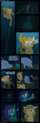 Size: 1000x3100 | Tagged: safe, artist:tralalayla, oc, oc only, oc:lindsay wildwave, sea pony, asphyxiation, bubble, comic, dialogue, drowning, new bluwton, puffy cheeks, underwater