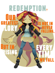 Size: 900x1200 | Tagged: safe, artist:lima-hibiki, sunset shimmer, equestria girls, g4, confucius, eyes closed, female, motivational, positive ponies, quote, redemption, solo