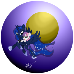 Size: 1456x1456 | Tagged: safe, artist:affinityshy, princess luna, sweetie belle, pony, g4, duo