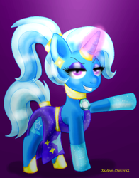 Size: 780x995 | Tagged: safe, artist:xxmoon-dancerxx, trixie, pony, unicorn, g4, clothes, dress, female, mare, smiling, solo