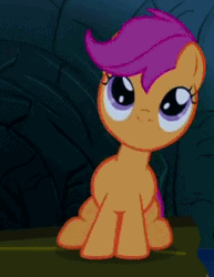 Size: 340x440 | Tagged: safe, edit, edited screencap, screencap, scootaloo, g4, sleepless in ponyville, animated, cropped, cute, cutealoo, female, i have no mouth and i must scream, loop, no mouth, parody, reference, solo, super mario bros., super mario bros. 3