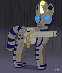 Size: 3830x4543 | Tagged: safe, artist:caindra, oc, oc only, oc:charm laces, fallout equestria, power armor