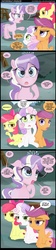 Size: 900x4050 | Tagged: safe, artist:coltsteelstallion, apple bloom, diamond tiara, scootaloo, sweetie belle, crusaders of the lost mark, g4, comic, cutie mark crusaders, dialogue, friendship, lidded eyes, redemptiara, speech bubble, the cmc's cutie marks, unamused