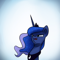 Size: 1200x1200 | Tagged: safe, artist:anticular, princess luna, alicorn, pony, ask sunshine and moonbeams, g4, arin hanson face, double chin, faic, female, gradient background, majestic as fuck, mare, scrunchy face, solo