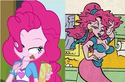 Size: 384x251 | Tagged: safe, edit, edited screencap, screencap, pinkie pie, genie, equestria girls, g4, animaniacs, belly button, comic, comparison, midriff, reference