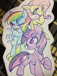 Size: 600x800 | Tagged: safe, artist:mosamosa_n, fluttershy, rainbow dash, twilight sparkle, g4