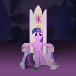 Size: 3000x3000 | Tagged: safe, artist:sirvalter, twilight sparkle, alicorn, pony, g4, female, friendship throne, high res, mare, rainbow, solo, throne, twilight sparkle (alicorn)