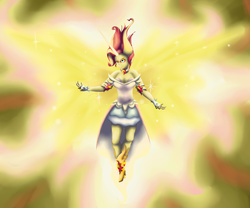 Size: 4500x3750 | Tagged: safe, artist:dragonqueen101, sunset shimmer, equestria girls, g4, my little pony equestria girls: friendship games, clothes, daydream shimmer, dress, female, magic, magic wings, solo, wings