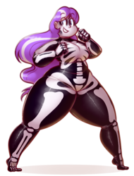 Size: 500x659 | Tagged: safe, artist:secretgoombaman12345, diamond tiara, human, ask chubby diamond, g4, chubby, clothes, costume, diamond thighara, fat, female, halloween, humanized, plump, skeleton costume, solo, thunder thighs, tumblr, wide hips