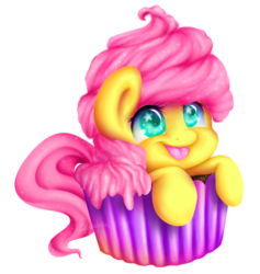 Size: 759x800 | Tagged: safe, artist:perfexsoniya, fluttershy, g4, :p, cupcake, cute, female, shyabetes, simple background, solo, tongue out, transparent background