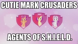 Size: 960x540 | Tagged: safe, edit, edited screencap, screencap, apple bloom, scootaloo, sweetie belle, crusaders of the lost mark, g4, cutie mark, cutie mark crusaders, image macro, meme, the cmc's cutie marks