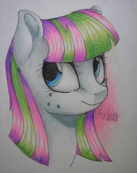 Size: 1856x2340 | Tagged: safe, artist:liza-jack, blossomforth, pony, g4, female, solo, traditional art