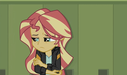 Size: 1366x806 | Tagged: safe, screencap, sunset shimmer, equestria girls, g4, my little pony equestria girls: friendship games, female, sad, solo, sunsad shimmer