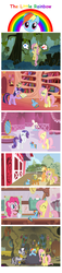 Size: 876x3824 | Tagged: safe, artist:renacer87, applejack, fluttershy, owlowiscious, pinkie pie, rainbow dash, rarity, twilight sparkle, zecora, alicorn, earth pony, pegasus, pony, unicorn, zebra, g4, book, bow, cider, comic, diaper, hair bow, mane six, micro, poison joke, pot, rainbow, textless, twilight sparkle (alicorn)