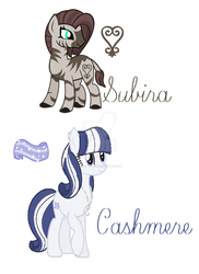 Size: 1024x1410 | Tagged: safe, artist:wiseunicorn, oc, oc only, oc:cashmere, oc:subria, zebra, cutie mark, necklace, offspring, parent:hoity toity, parent:photo finish, parent:unnamed oc, parent:zecora, parents:canon x oc, parents:photoity, simple background, watermark, white background