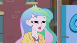 Size: 1440x810 | Tagged: safe, screencap, princess celestia, principal celestia, equestria girls, g4, my little pony equestria girls: friendship games, faic, female, open mouth, solo, squint